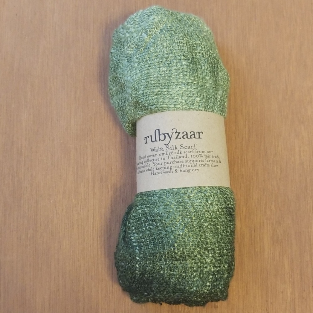 Moss Green Ombre Silk Scarf
